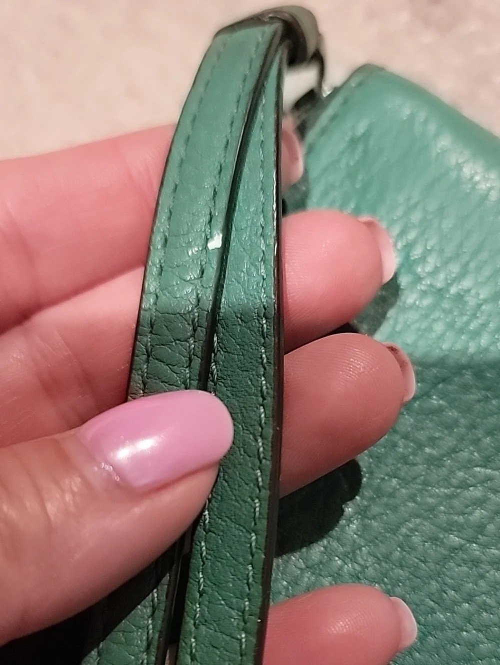 COACH Green Pebble Leather Zip Around Wallet With Wrist Strap